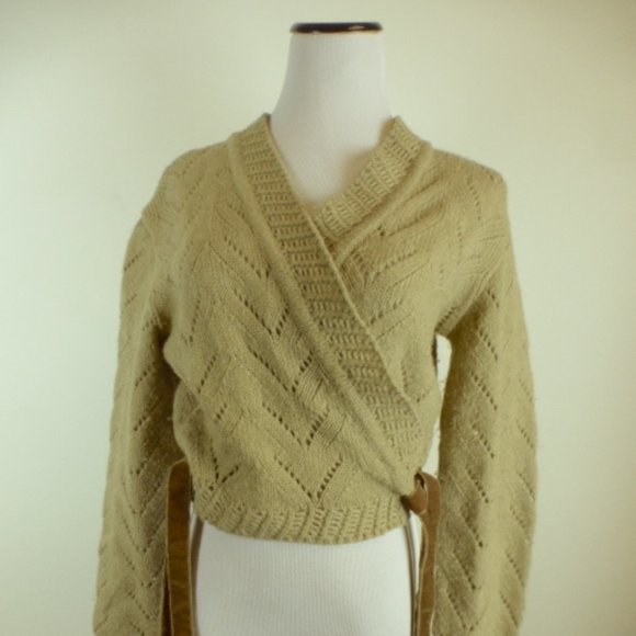 ALBERTA FERRETTI PHILOSOPHY wrap around camel brown sweater made in Italy 10 - Picture 1 of 10